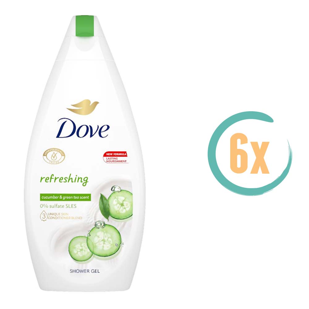 6x Dove Refreshing Cucumber Douchegel 450ml