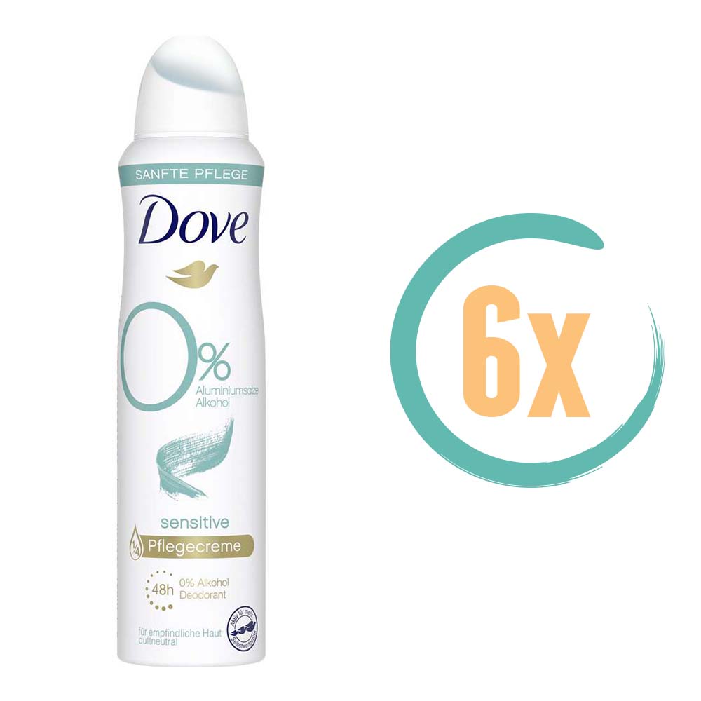 6x Dove Sensitive Zero% Deospray 150ml