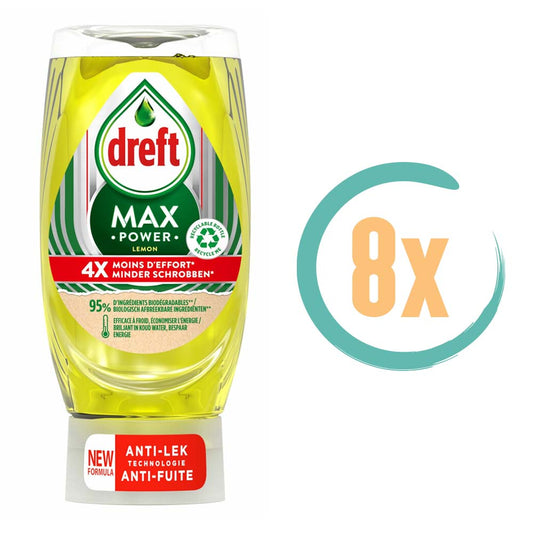 8x Dreft Max Power Lemon Afwasmiddel 370ml, VoordeligInslaan.nl