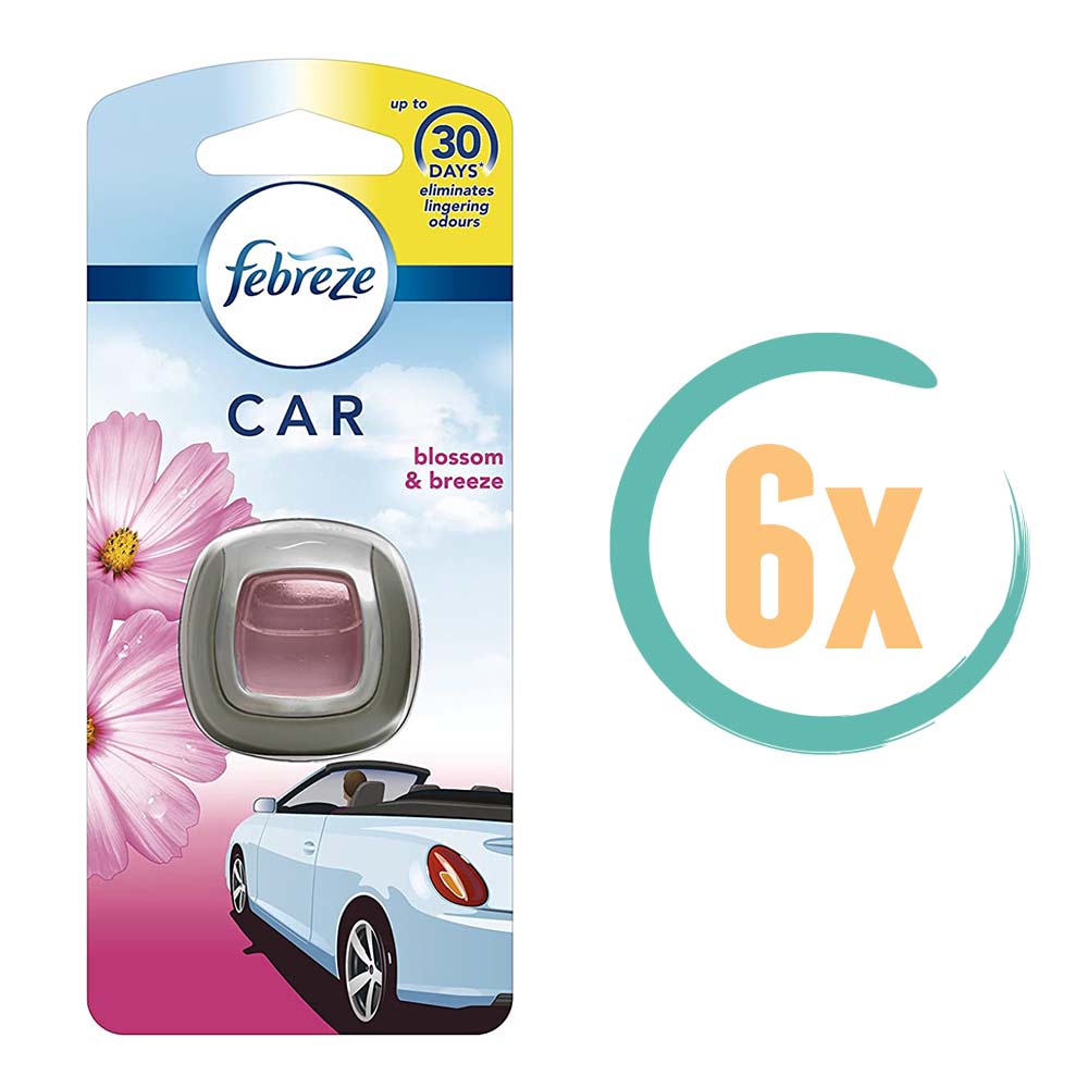 6x Febreze Blossom & Breeze Auto Luchtverfrisser 2ml, VoordeligInslaan.nl