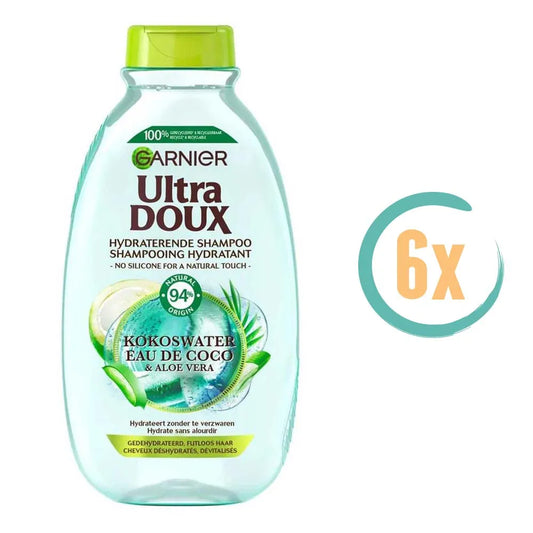 6x Garnier Ultra Doux Kokoswater & Aloe Shampoo 250ml