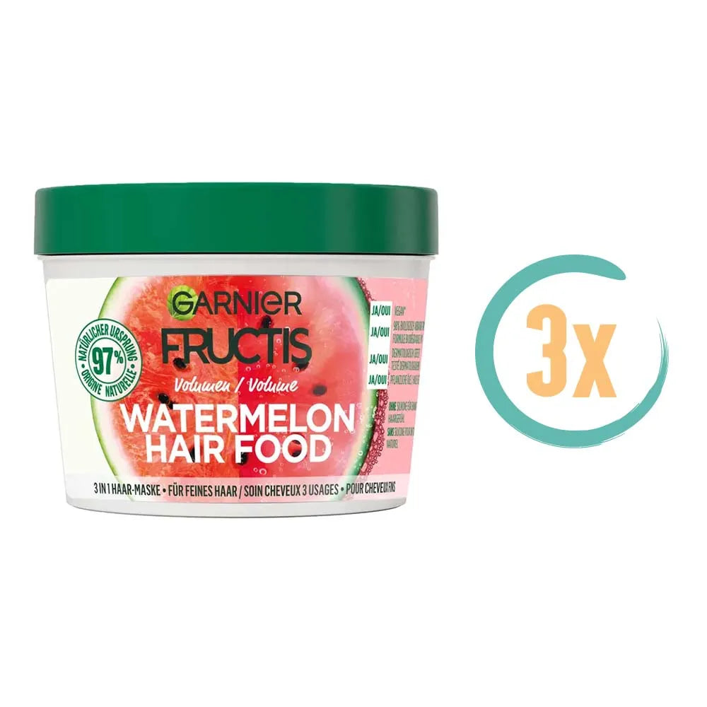 3x Garnier Watermelon Hair Food 3in1 Haarmasker 390ml