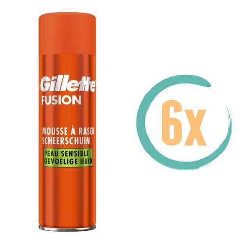 6x Gillette Fusion Sensitive Scheerschuim 250ml