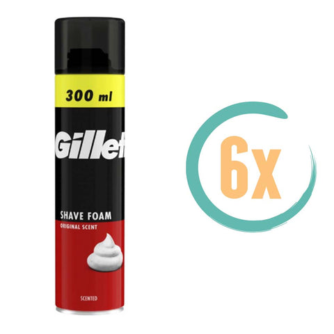 6x Gillette Regular Scheerschuim 300ml