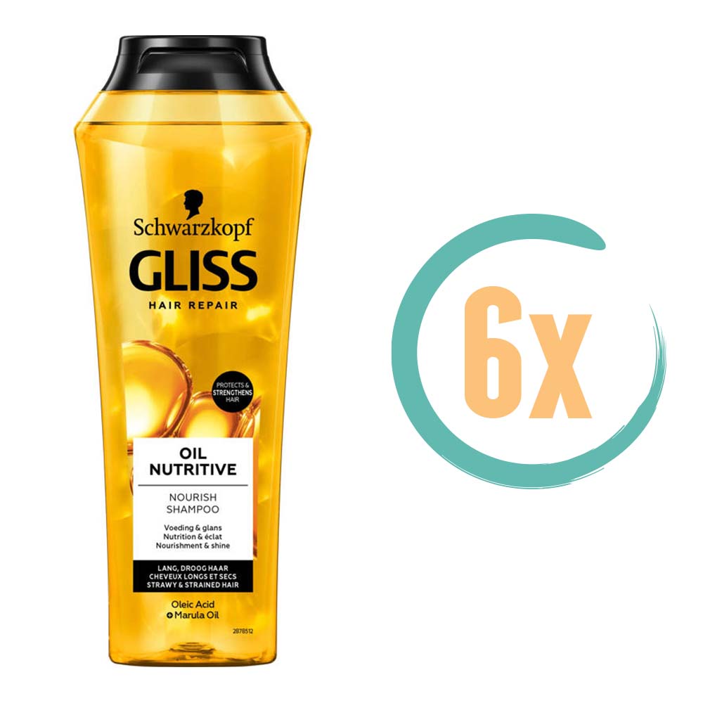 6x Gliss Kur Oil Nutritive Shampoo 250ml, VoordeligInslaan.nl