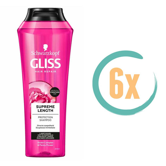 6x Gliss Kur Supreme Length Shampoo 250ml, VoordeligInslaan.nl