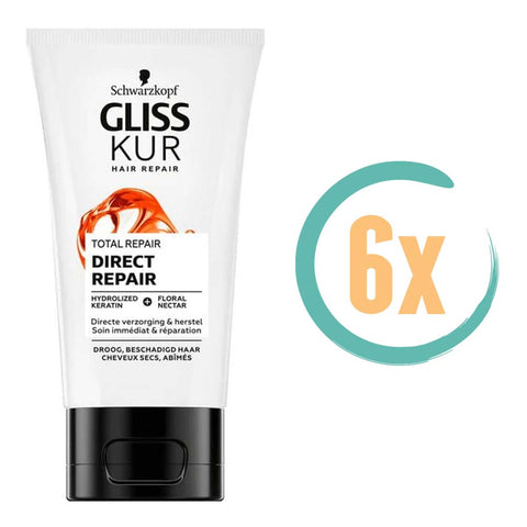 6x Gliss Kur Total Repair Direct Repair 150ml