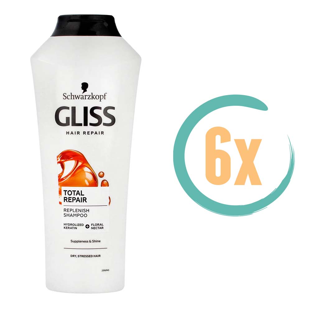 6x Gliss Kur Total Repair Shampoo 400ml