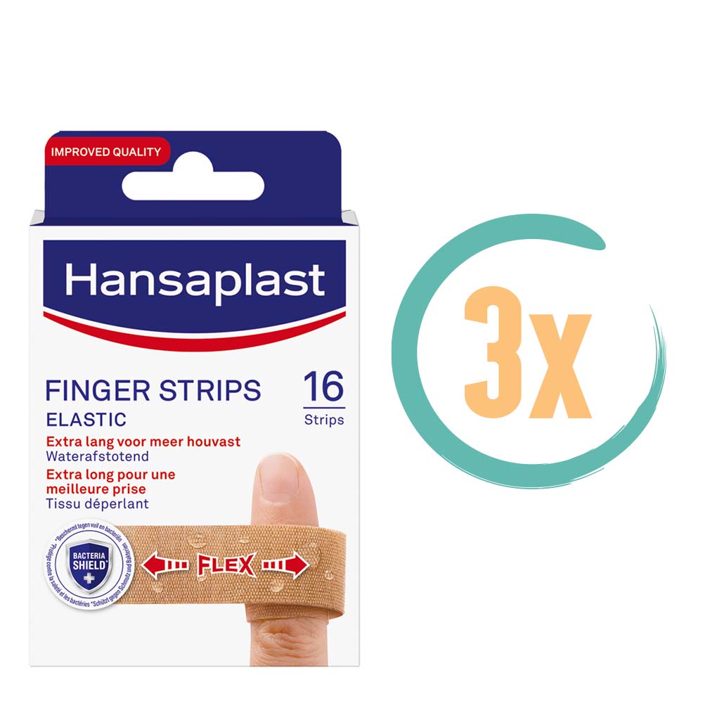 3x Hansaplast Finger Strips 16 stuks, VoordeligInslaan.nl