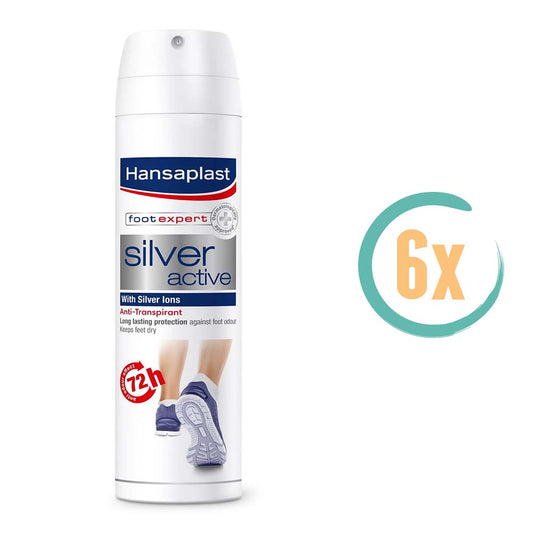 6x Hansaplast Silver Active Anti-Transpiratie Voetspray 150ml