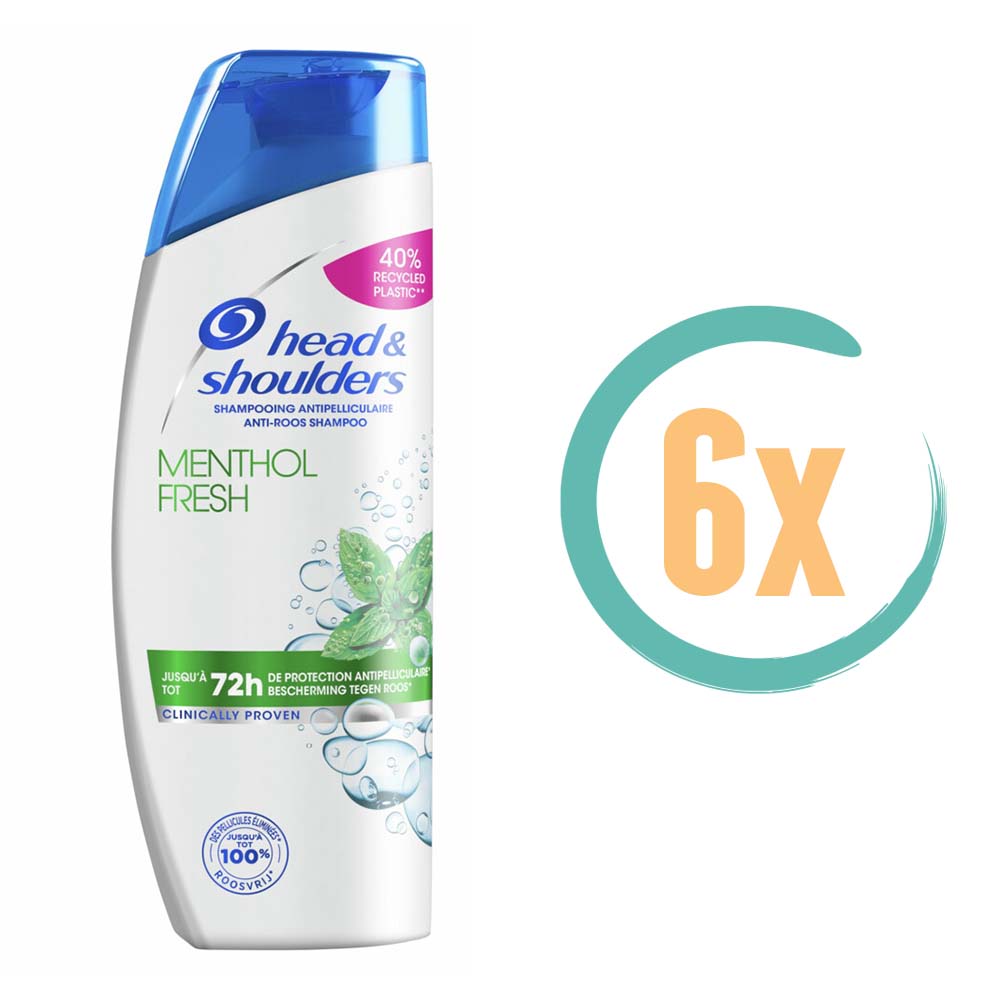 6x Head & Shoulders Menthol Fresh Shampoo 285ml