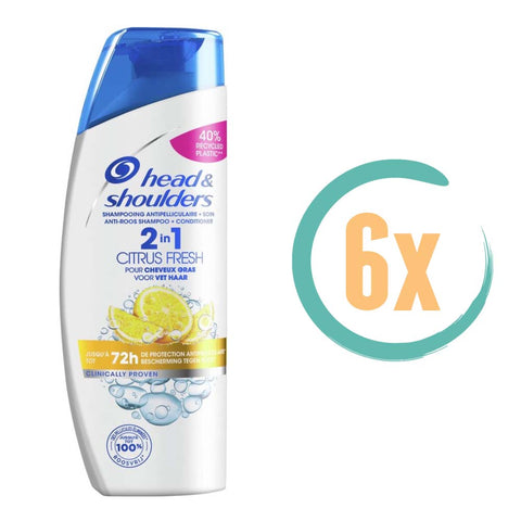 6x Head & Shoulders Citrus Fresh 2in1 Shampoo 270ml