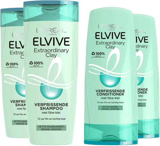 L'Oréal Elvive Extraodinary Clay Voordeelpakket 4-delig, VoordeligInslaan.nl