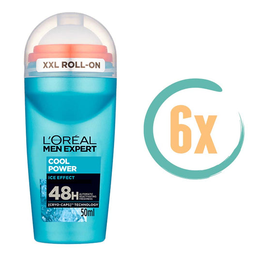 6x L'Oréal MEN Expert Cool Power Deoroller 50ml, VoordeligInslaan.nl