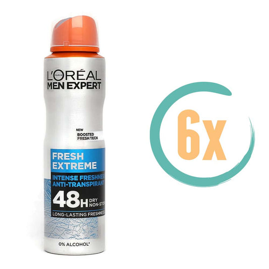 6x L'Oréal MEN Expert Fresh Extreme Deospray 150ml, VoordeligInslaan.nl