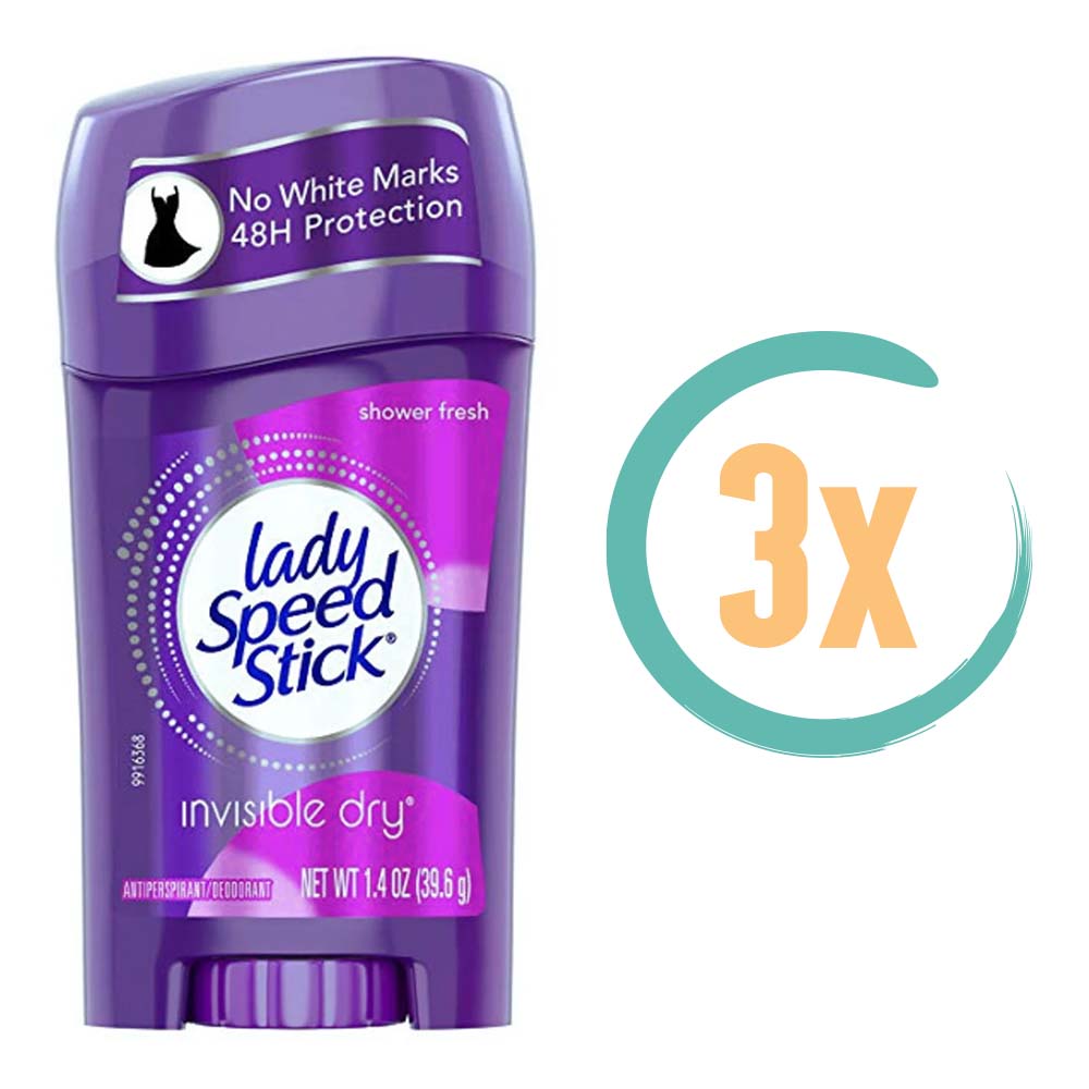 3x Lady Speed Stick Invisible Dry Shower Fresh 39,6gr, VoordeligInslaan.nl