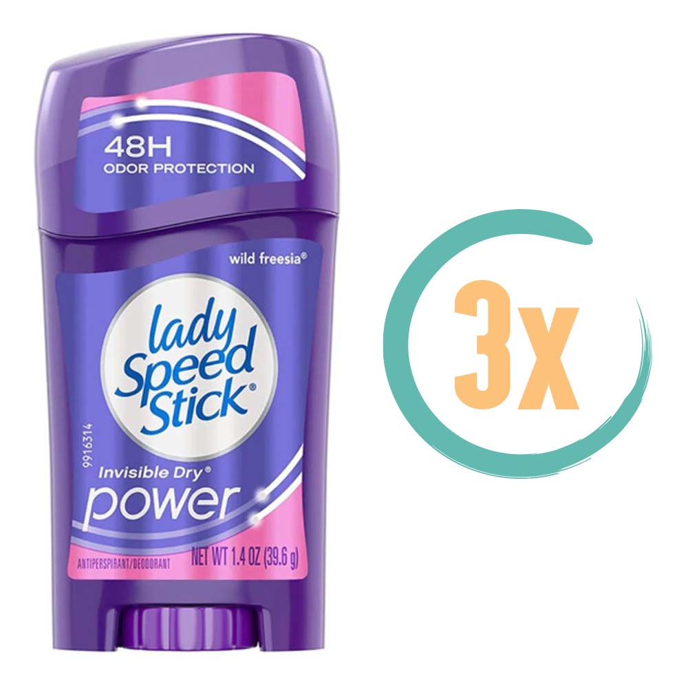 3x Lady Speed Stick Invisible Dry Wild Freesia 39,6gr, VoordeligInslaan.nl