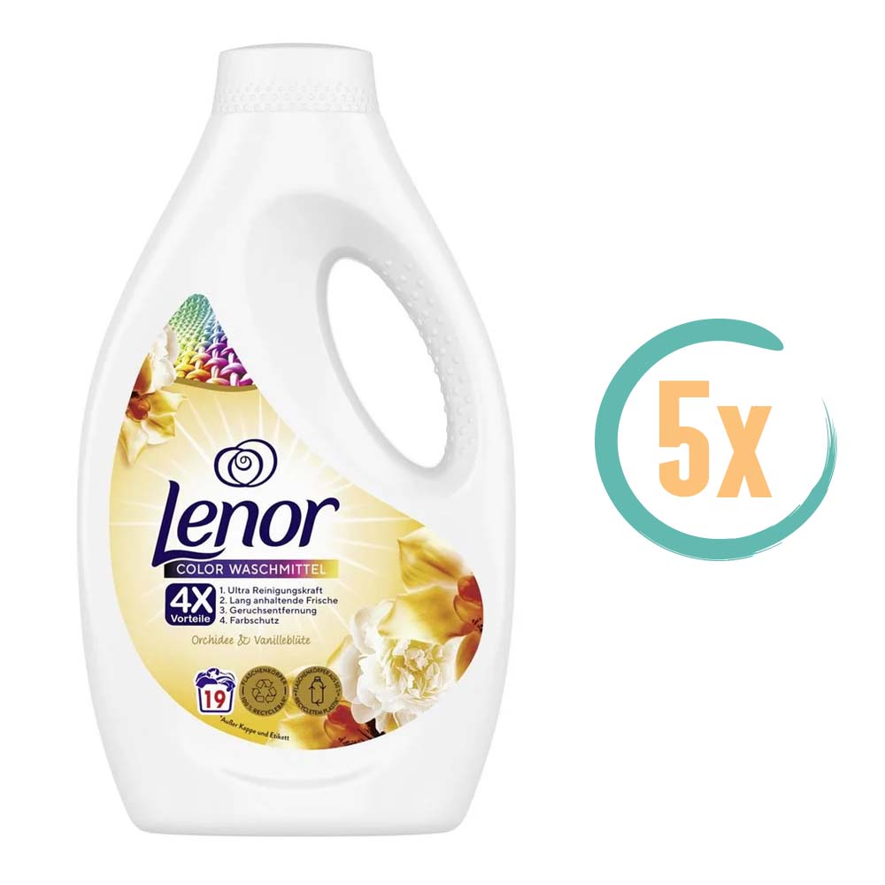 5x Lenor Orchidee & Vanilla Color Wasmiddel 950ml