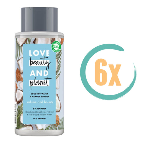6x Love Beauty and Planet Volume and Bounty Shampoo 400ml