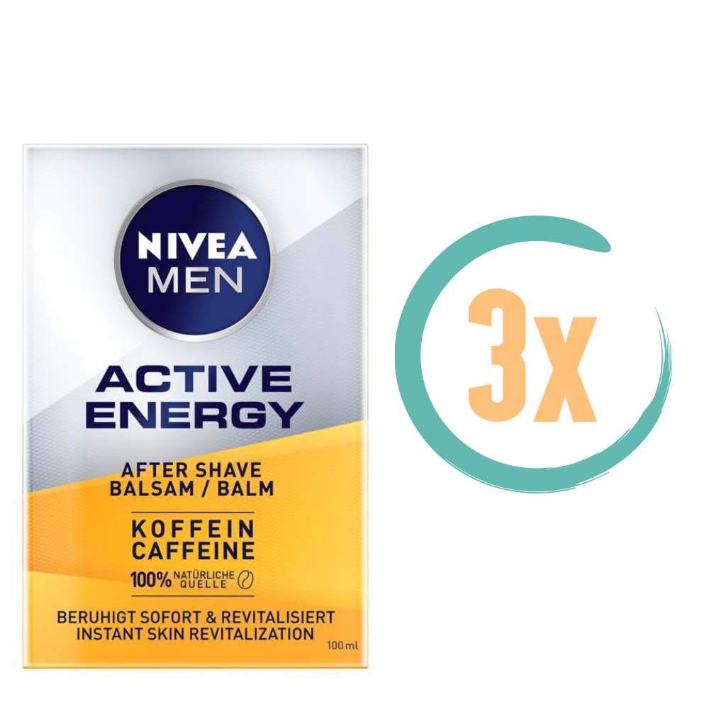 3x Nivea Active Energy Aftershave Lotion 100ml