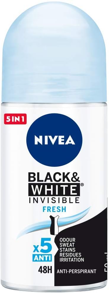 6x Nivea Invisible Black & White Fresh Deoroller 50ml, VoordeligInslaan.nl