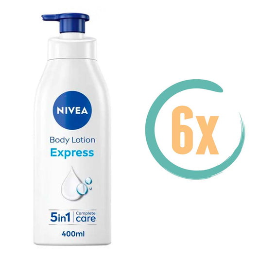 6x Nivea Express Bodylotion met Pomp 400ml, VoordeligInslaan.nl