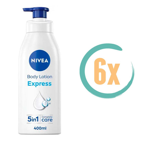 6x Nivea Express Bodylotion met Pomp 400ml