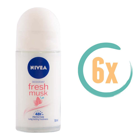 6x Nivea Fresh Musk Deoroller 50ml
