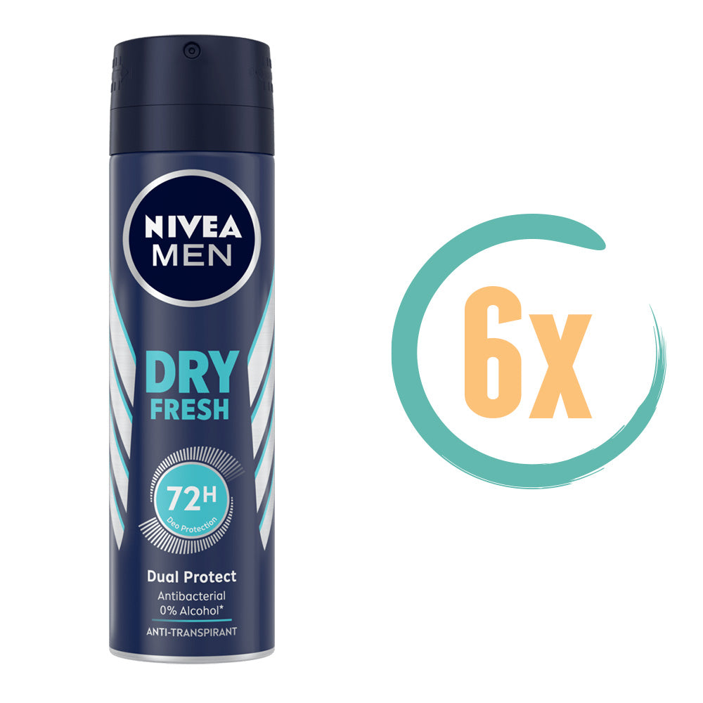 6x Nivea Men Dry Fresh Deospray 150ml, VoordeligInslaan.nl