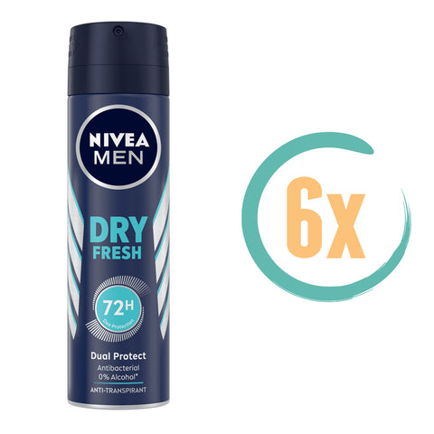 6x Nivea Men Dry Fresh Deospray 150ml