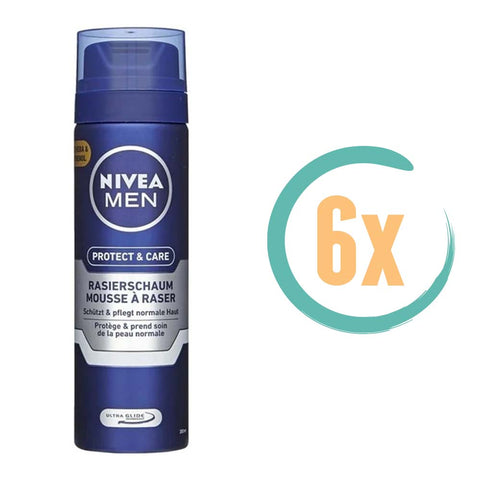 6x Nivea Protect & Care Scheerschuim 200ml