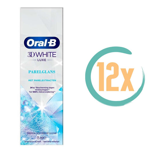 12x Oral-B 3D White Luxe Parelglans Tandpasta 75ml, VoordeligInslaan.nl