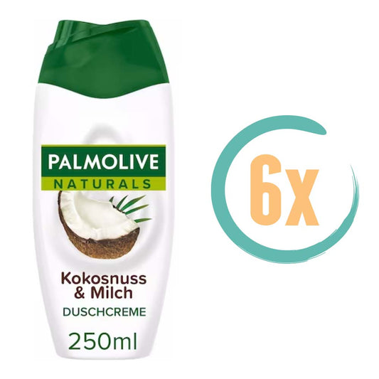 6x Palmolive Melk & Kokos Douchecreme 250ml, VoordeligInslaan.nl
