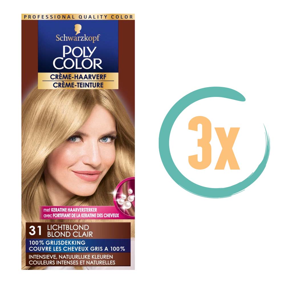 3x Poly Color Creme Haarverf 31 Lichtblond, VoordeligInslaan.nl