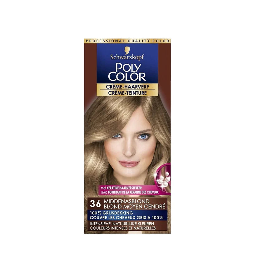 3x Poly Color Creme Haarverf 36 Middenasblond