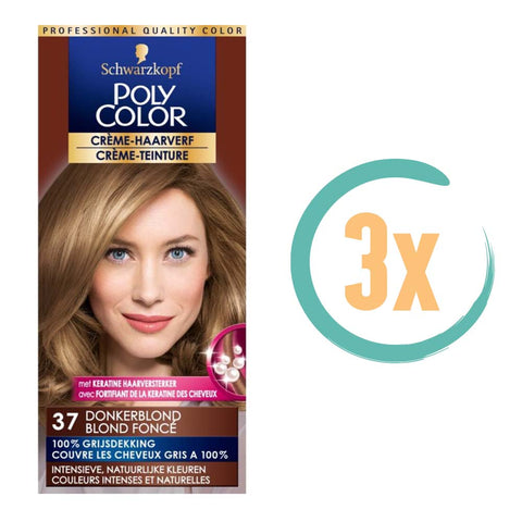 3x Poly Color Creme Haarverf 37 Donkerblond