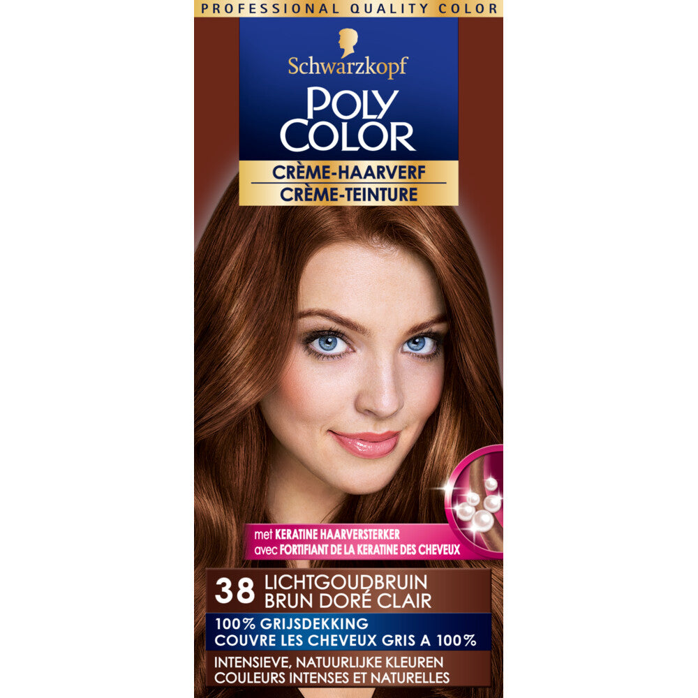 3x Poly Color Creme Haarverf 38 Lichtgoudbruin