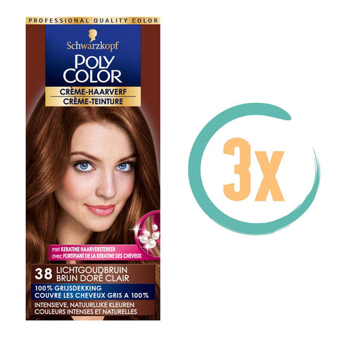 3x Poly Color Creme Haarverf 38 Lichtgoudbruin