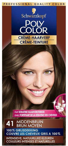 3x Poly Color Creme Haarverf 41 Middenbruin