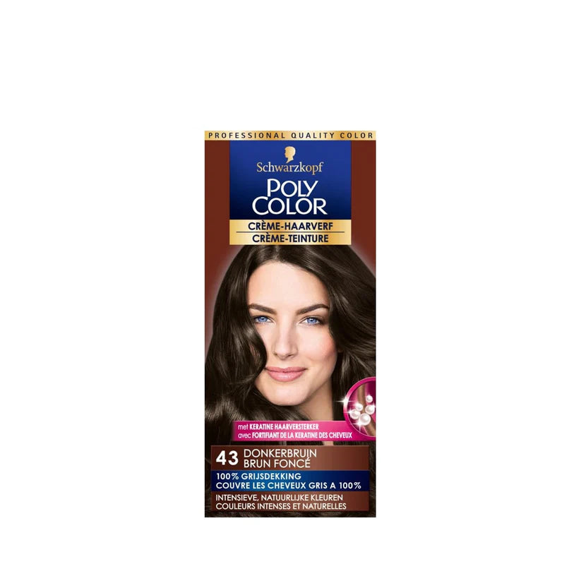 3x Poly Color Creme Haarverf 43 Donkerbruin
