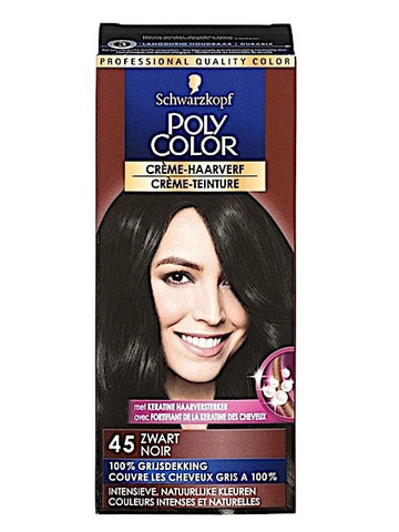 3x Poly Color Creme Haarverf 45 Zwart