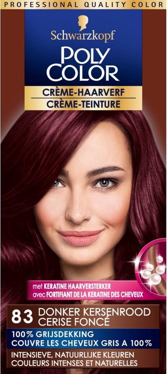 3x Poly Color Creme Haarverf 83 Donker Kersenrood