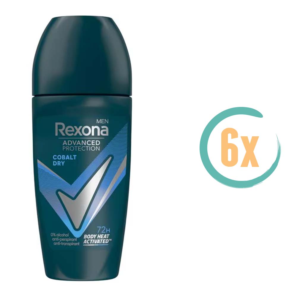 6x Rexona Cobalt Dry 72H Deoroller 50ml