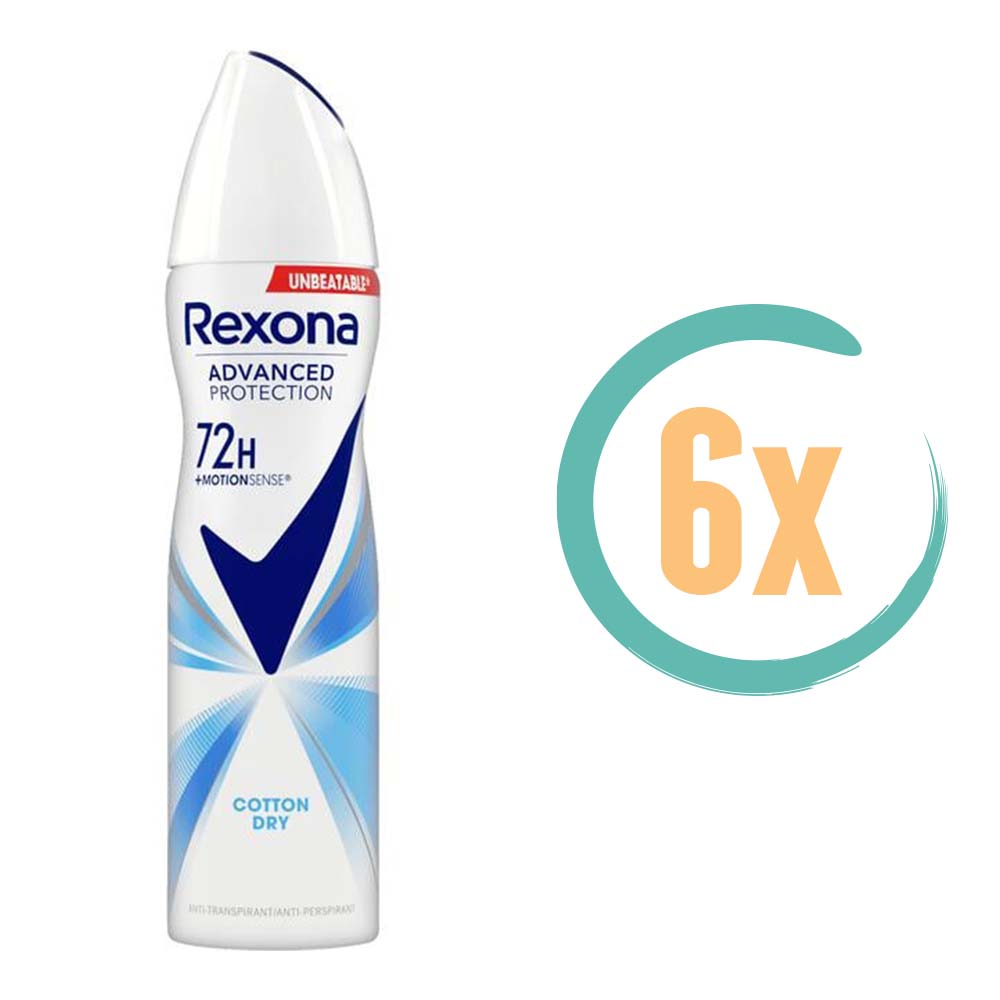 6x Rexona Cotton Dry 72H Deospray 150ml