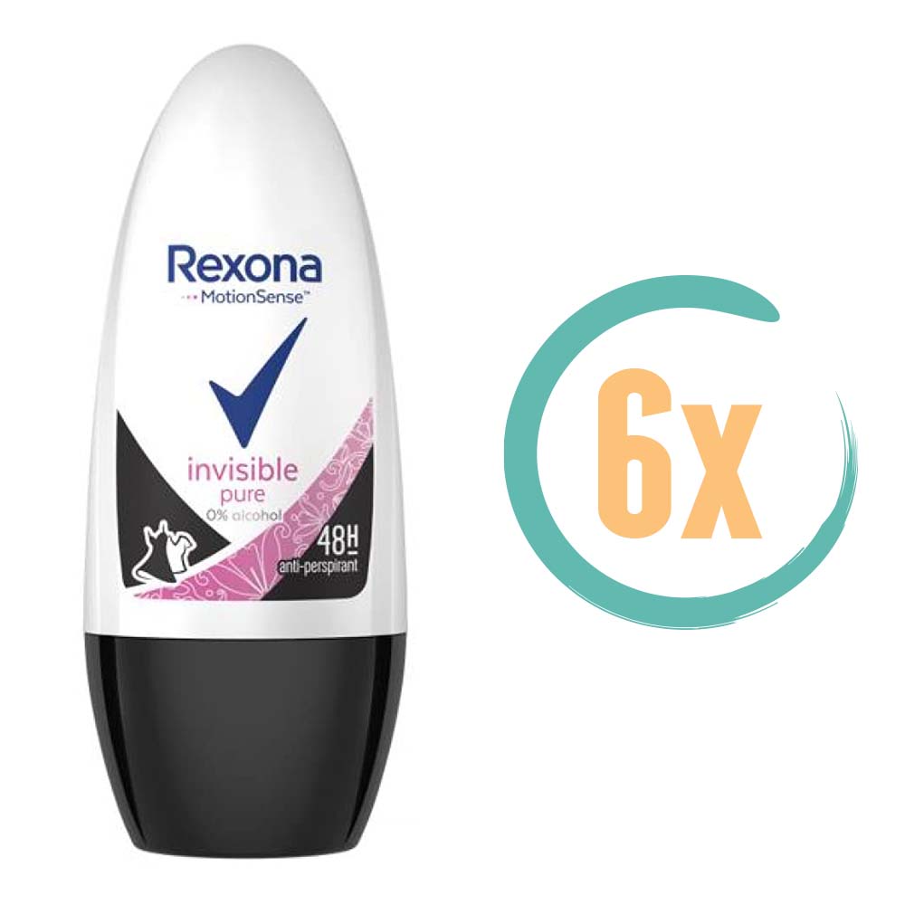 6x Rexona Invisible Pure Deoroller 50ml