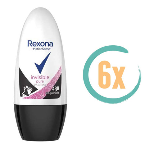 6x Rexona Invisible Pure Deoroller 50ml