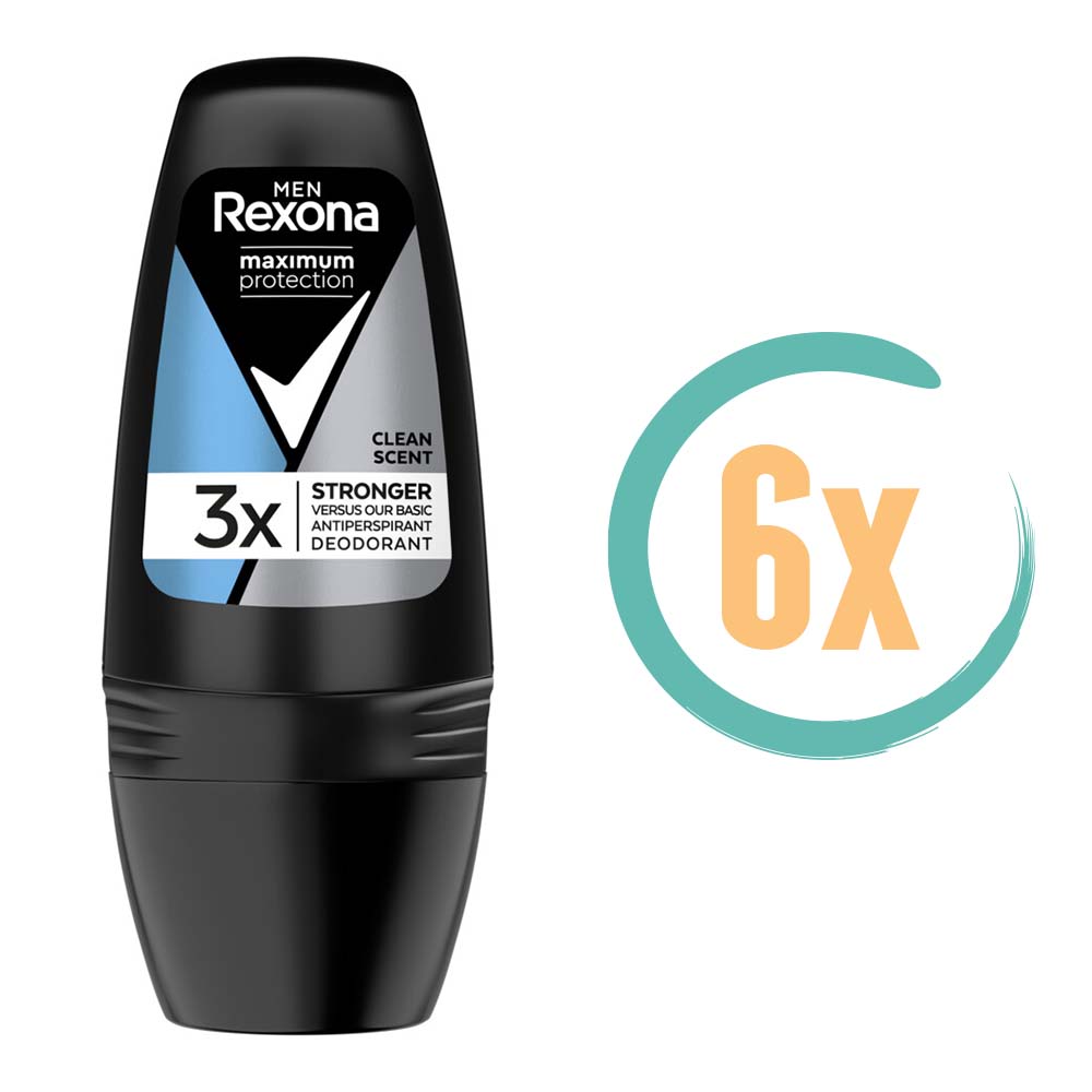 6x Rexona Men Maximum Protection Clean Scent Deoroller 50ml