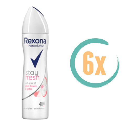 6x Rexona White Flower & Lychee Deospray 150ml
