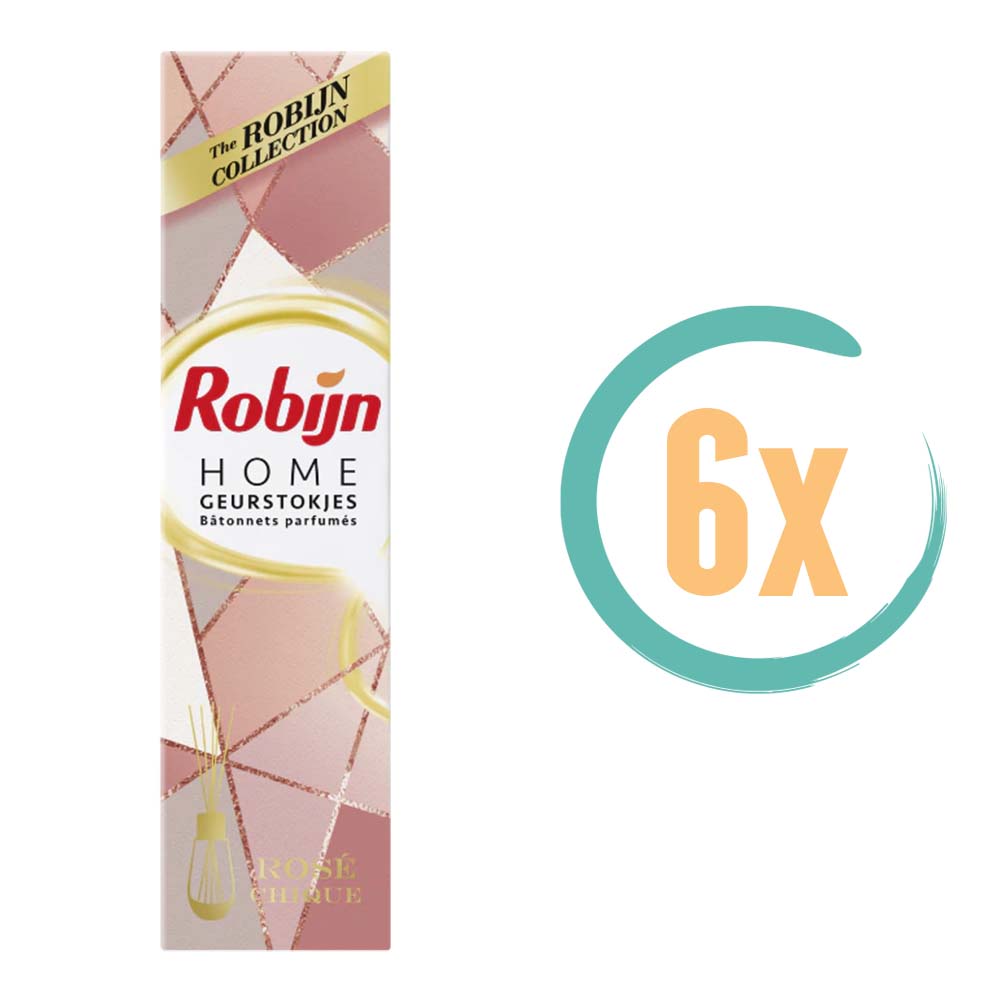6x Robijn Home Rosé Chique Geurstokjes 45ml