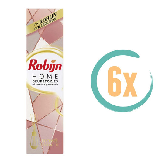 6x Robijn Home Rosé Chique Geurstokjes 45ml, VoordeligInslaan.nl
